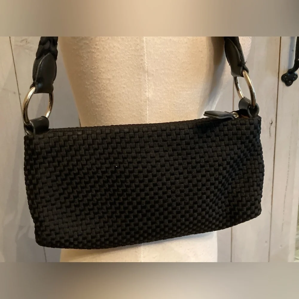 Womens The Sak Black Woven Dinner Braided Shoulder‎ Strap Handbag. Classic